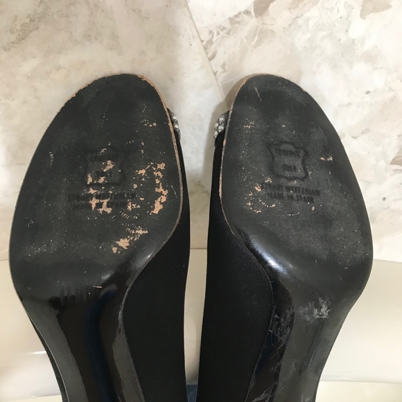 STUART WEITZMAN Pumps {7M} Open-Toe Black Crystals - Picture 8 of 10